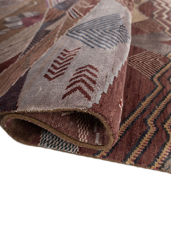 manchaha red and orange wool and bamboo silk hand knotted Rug - FoldShot manchaha red and orange wool and bamboo silk hand knotted Rug - FoldShot