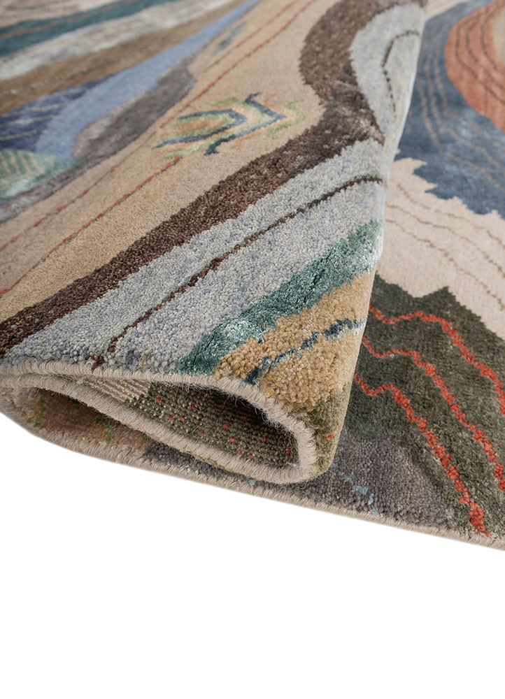 manchaha ivory wool and bamboo silk hand knotted Rug - FoldShot