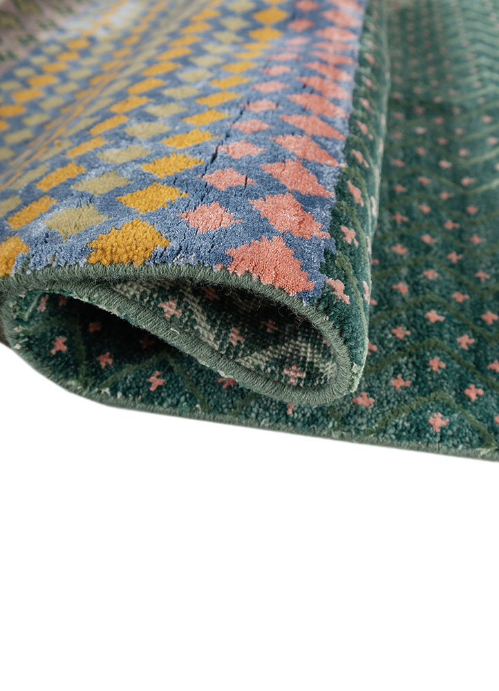 manchaha blue wool and bamboo silk hand knotted Rug - FoldShot manchaha blue wool and bamboo silk hand knotted Rug - FoldShot