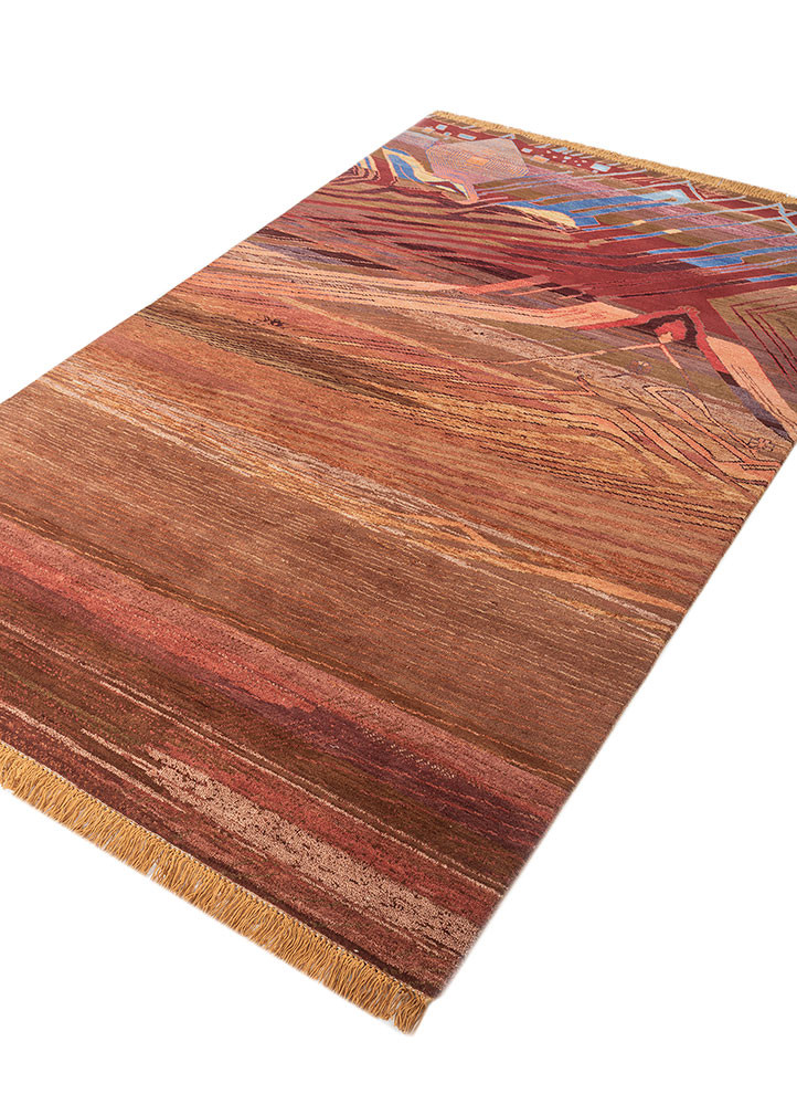 manchaha blue wool and bamboo silk hand knotted Rug - FoldShot