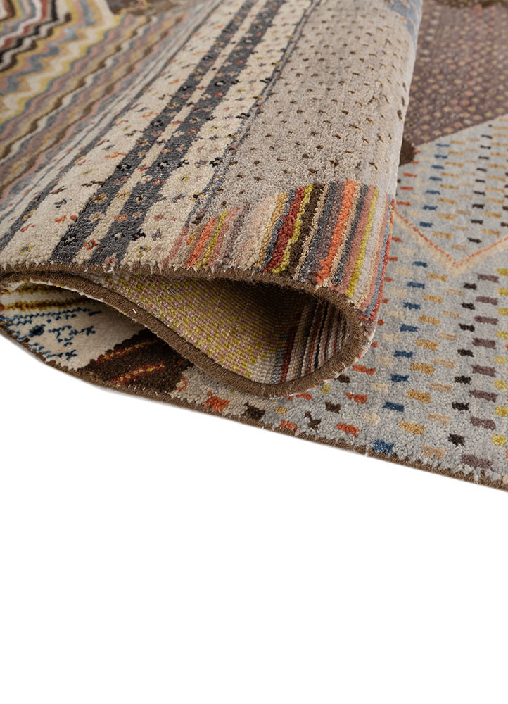 manchaha beige and brown wool and bamboo silk hand knotted Rug - FoldShot