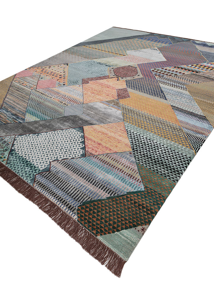 manchaha grey and black wool and bamboo silk hand knotted Rug - FoldShot manchaha grey and black wool and bamboo silk hand knotted Rug - FoldShot