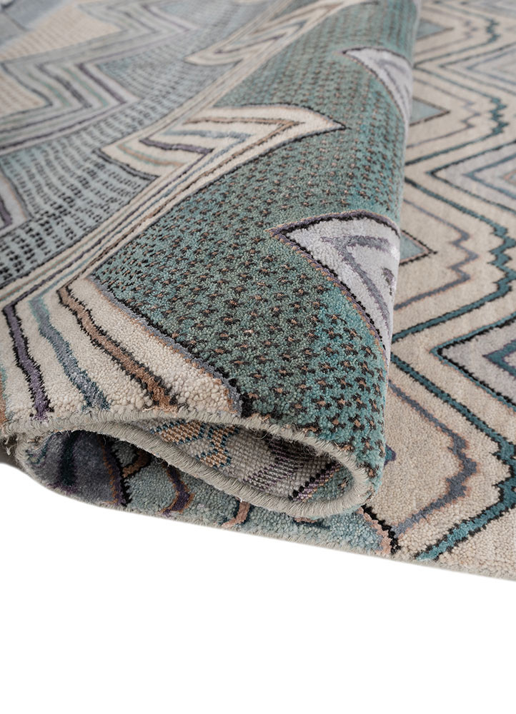 manchaha blue wool and bamboo silk hand knotted Rug - FoldShot manchaha blue wool and bamboo silk hand knotted Rug - FoldShot