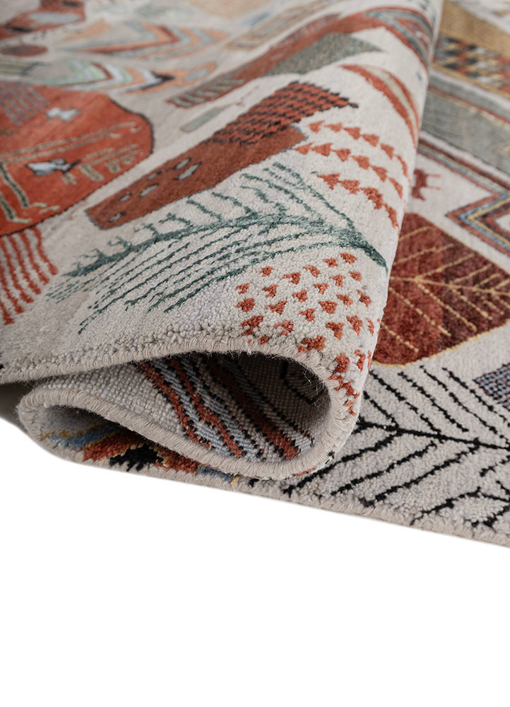 manchaha blue wool and bamboo silk hand knotted Rug - FoldShot