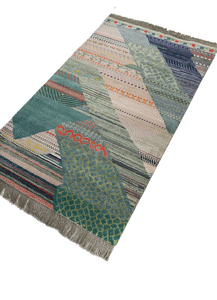 manchaha green wool and bamboo silk hand knotted Rug - FoldShot manchaha green wool and bamboo silk hand knotted Rug - FoldShot