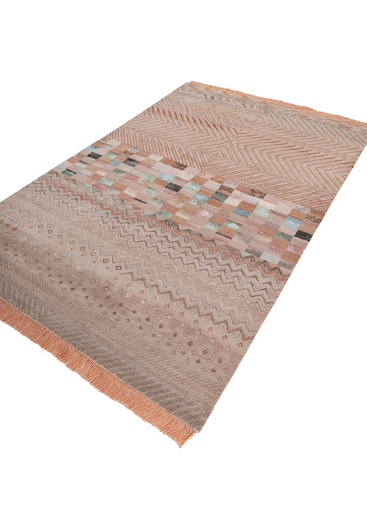 manchaha pink and purple wool and bamboo silk hand knotted Rug - FoldShot manchaha pink and purple wool and bamboo silk hand knotted Rug - FoldShot