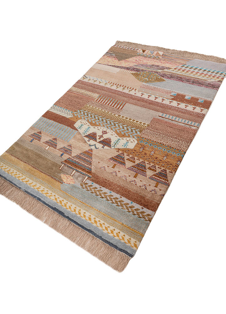 manchaha red and orange wool and bamboo silk hand knotted Rug - FoldShot manchaha red and orange wool and bamboo silk hand knotted Rug - FoldShot