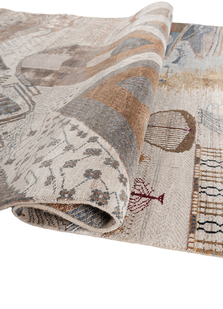 manchaha blue wool and bamboo silk hand knotted Rug - FoldShot manchaha blue wool and bamboo silk hand knotted Rug - FoldShot