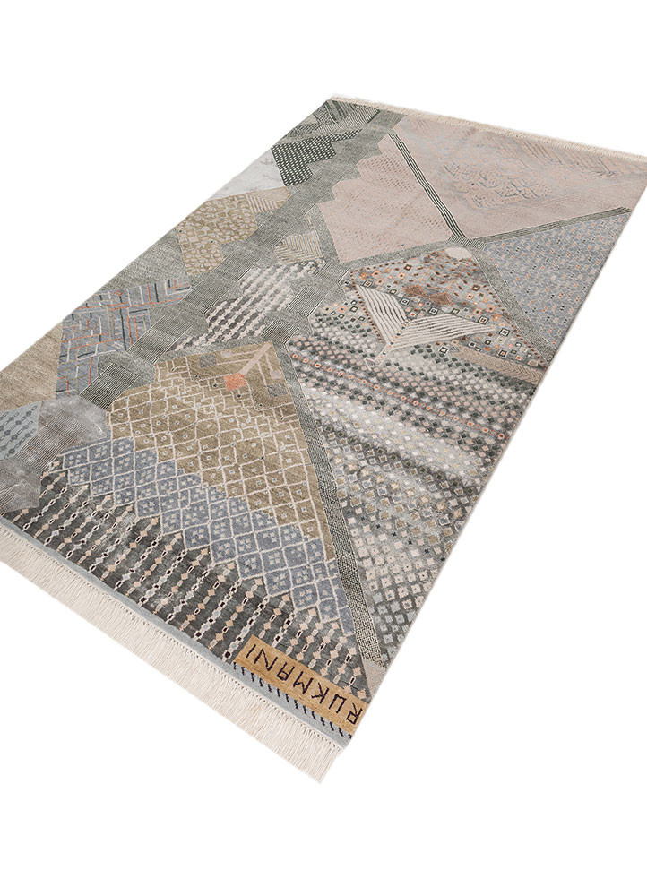 manchaha pink and purple wool and bamboo silk hand knotted Rug - FoldShot