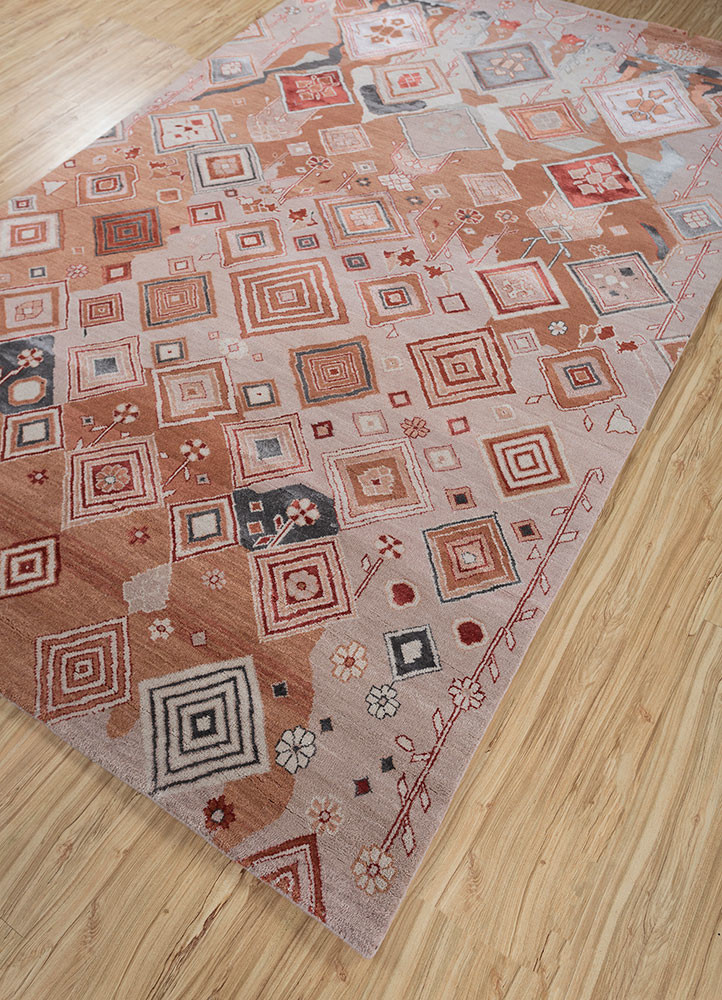 weaver art reserve pink and purple wool and bamboo silk hand knotted Rug - FoldShot weaver art reserve pink and purple wool and bamboo silk hand knotted Rug - FoldShot