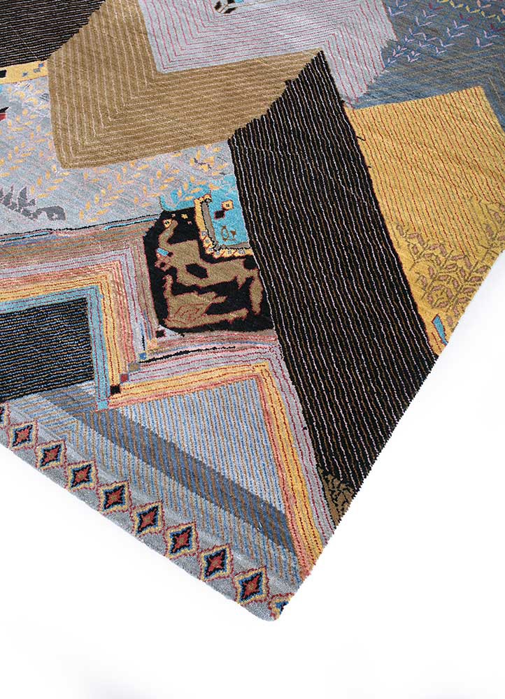 weaver art reserve blue wool and bamboo silk hand knotted Rug - FoldShot