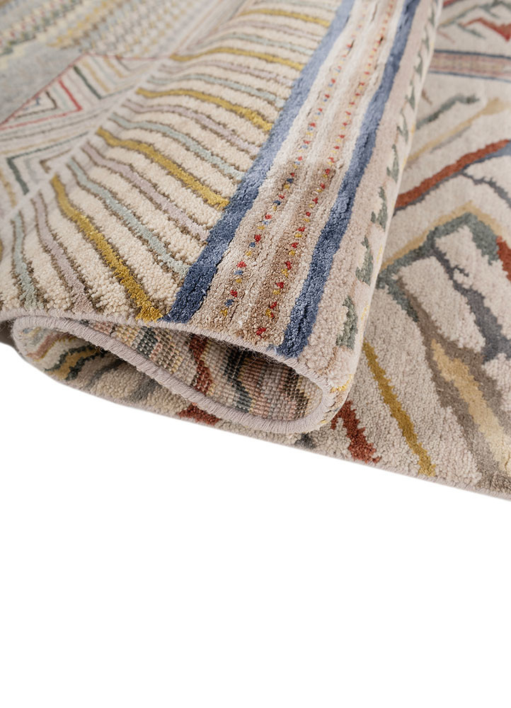 manchaha beige and brown wool and bamboo silk hand knotted Rug - FoldShot