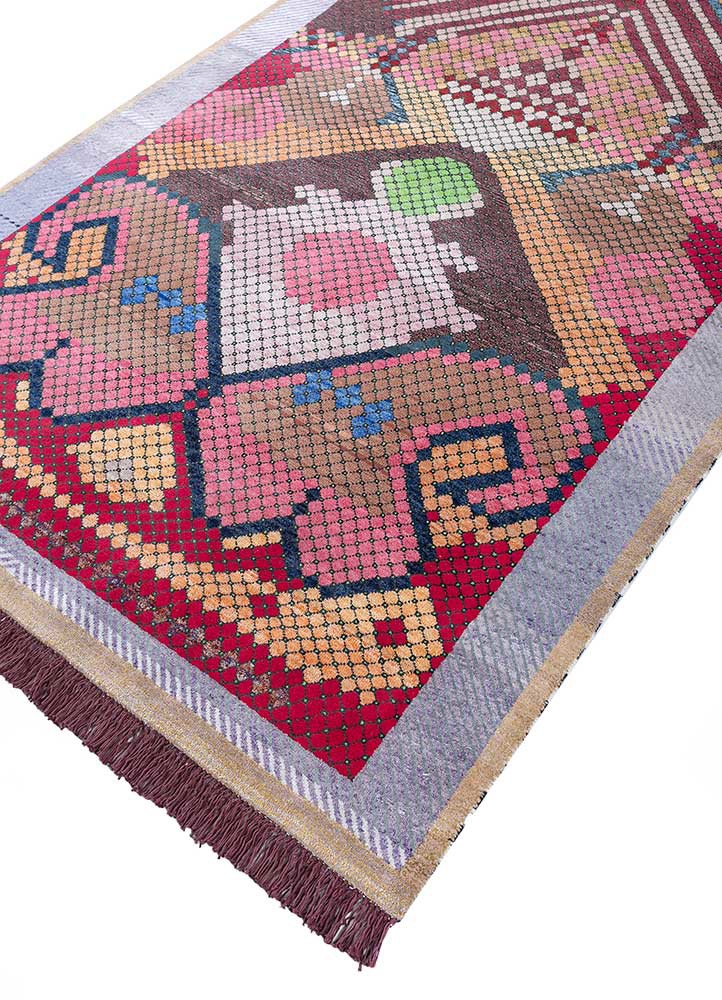 freedom manchaha gold wool and bamboo silk hand knotted Rug - FoldShot