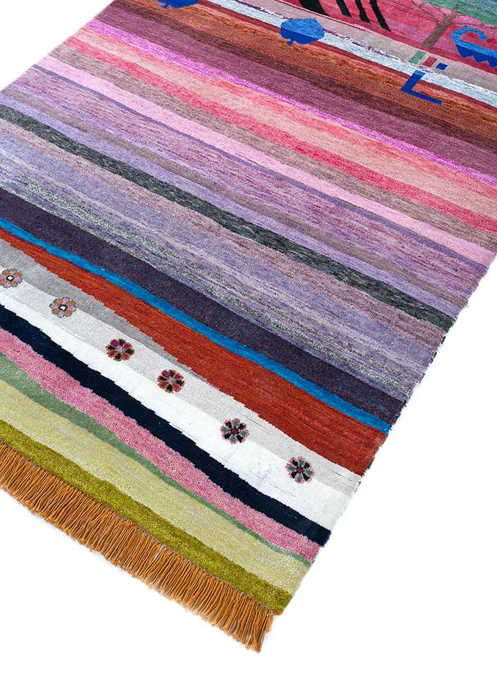 freedom manchaha multi wool and bamboo silk hand knotted Rug - FoldShot
