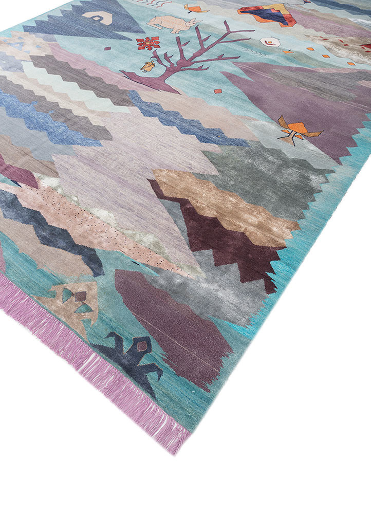 freedom manchaha pink and purple wool and bamboo silk hand knotted Rug - FoldShot freedom manchaha pink and purple wool and bamboo silk hand knotted Rug - FoldShot