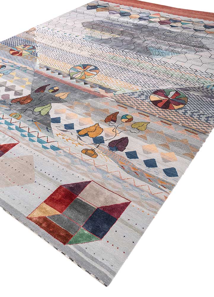 Freedom Manchaha Blue Hand Knotted Wool and Bamboo Silk Rugs Les8163