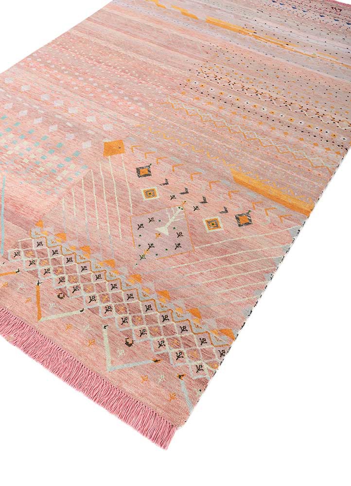freedom manchaha red and orange wool and bamboo silk hand knotted Rug - FoldShot