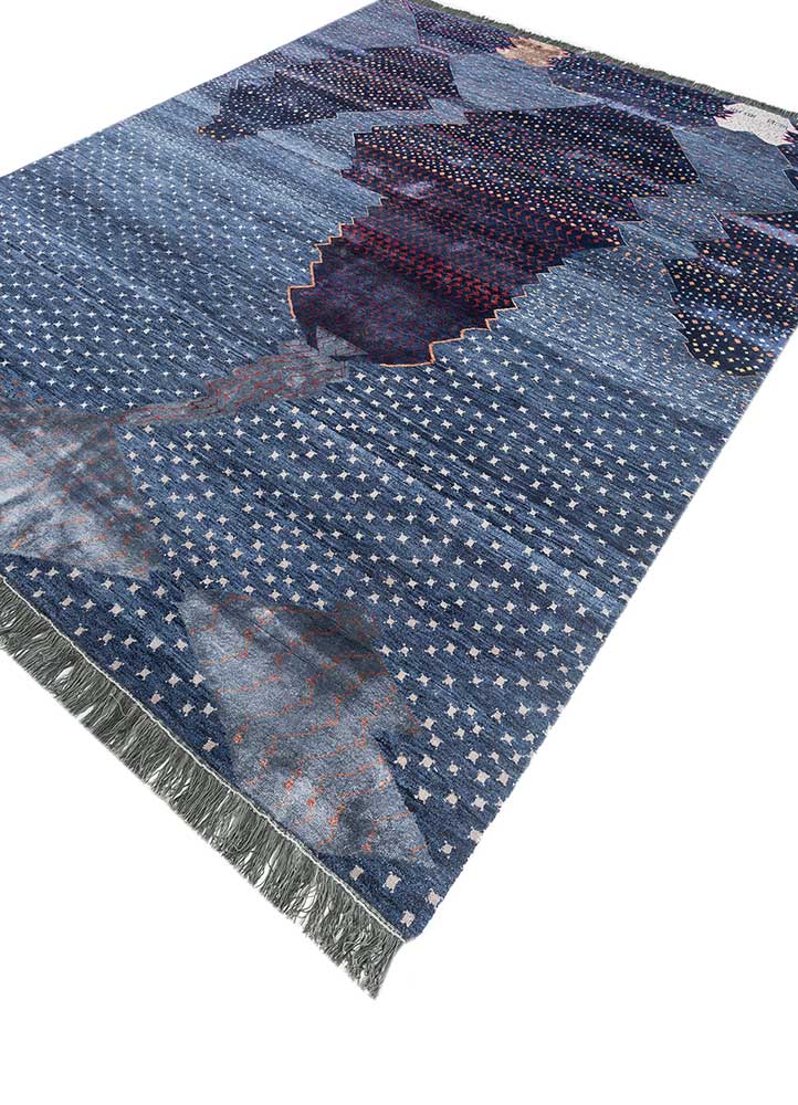 Freedom Manchaha Blue Hand Knotted Wool and Bamboo Silk RugsLes8203