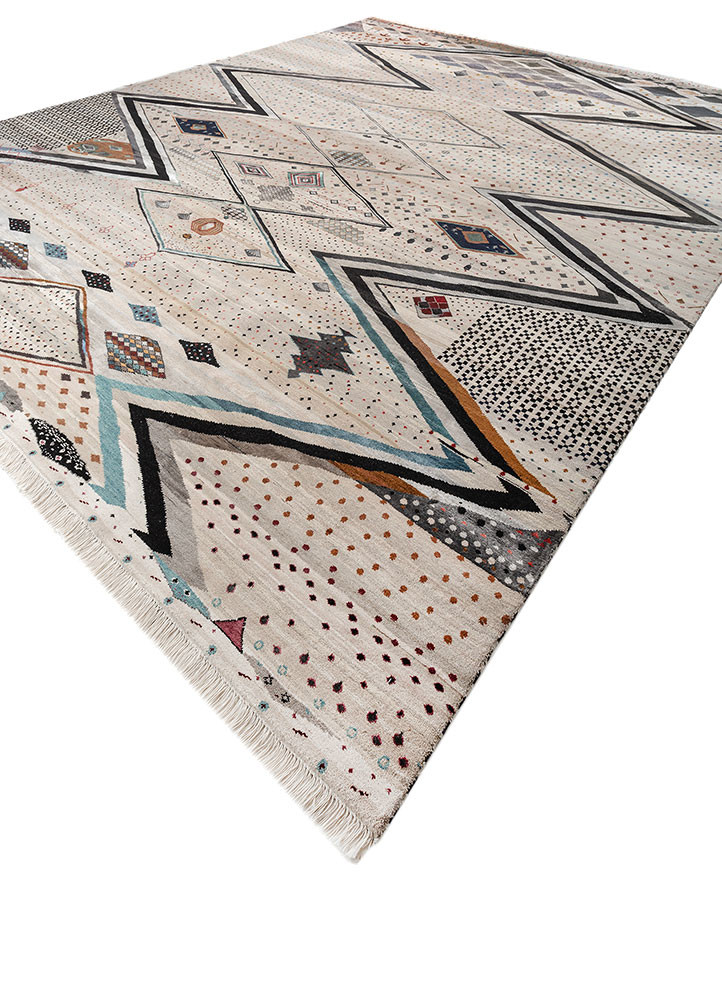 freedom manchaha ivory wool and bamboo silk hand knotted Rug - FoldShot