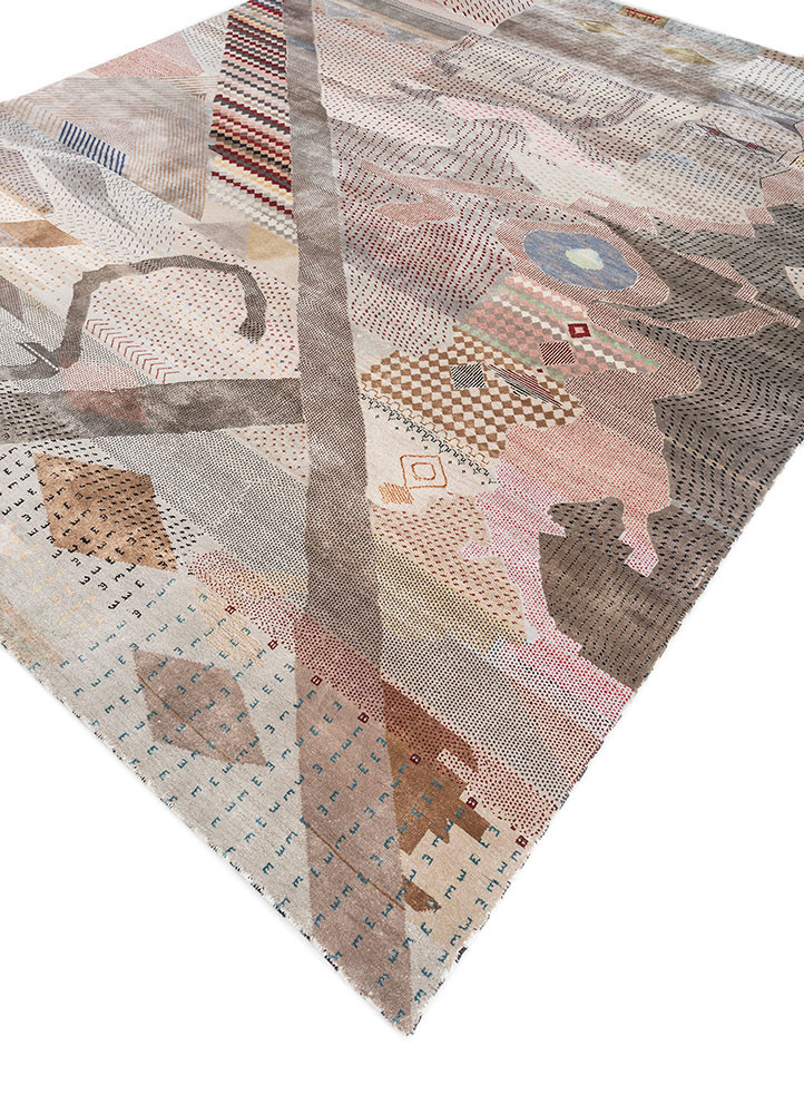 freedom manchaha grey and black wool and bamboo silk hand knotted Rug - FoldShot freedom manchaha grey and black wool and bamboo silk hand knotted Rug - FoldShot
