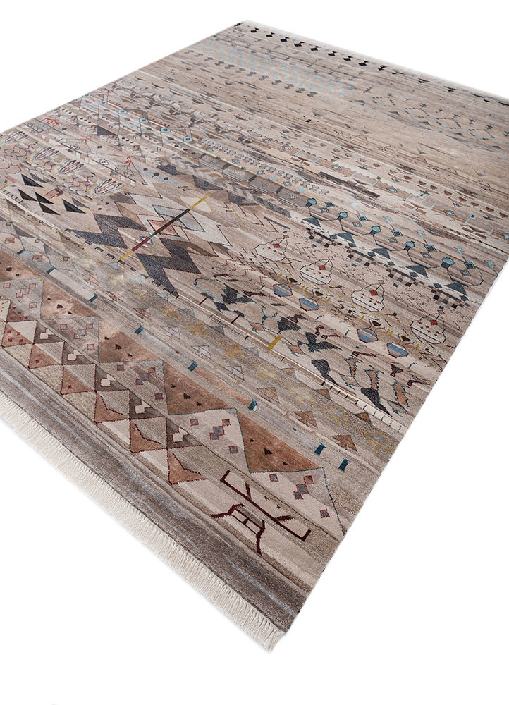 freedom manchaha beige and brown wool and bamboo silk hand knotted Rug - FoldShot freedom manchaha beige and brown wool and bamboo silk hand knotted Rug - FoldShot