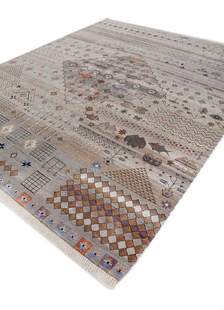 freedom manchaha grey and black wool and bamboo silk hand knotted Rug - FoldShot freedom manchaha grey and black wool and bamboo silk hand knotted Rug - FoldShot