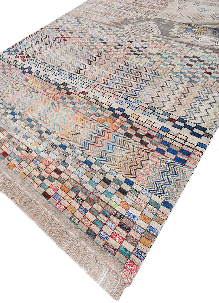 freedom manchaha ivory wool and bamboo silk hand knotted Rug - FoldShot