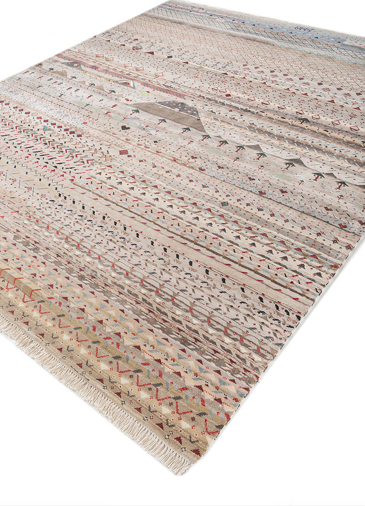 freedom manchaha ivory wool and bamboo silk hand knotted Rug - FoldShot