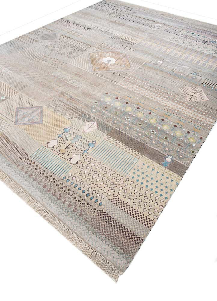 freedom manchaha ivory wool and bamboo silk hand knotted Rug - FoldShot