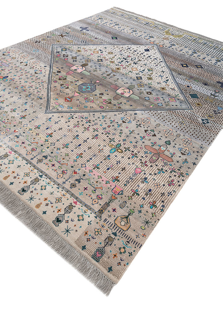 freedom manchaha ivory wool and bamboo silk hand knotted Rug - FoldShot freedom manchaha ivory wool and bamboo silk hand knotted Rug - FoldShot