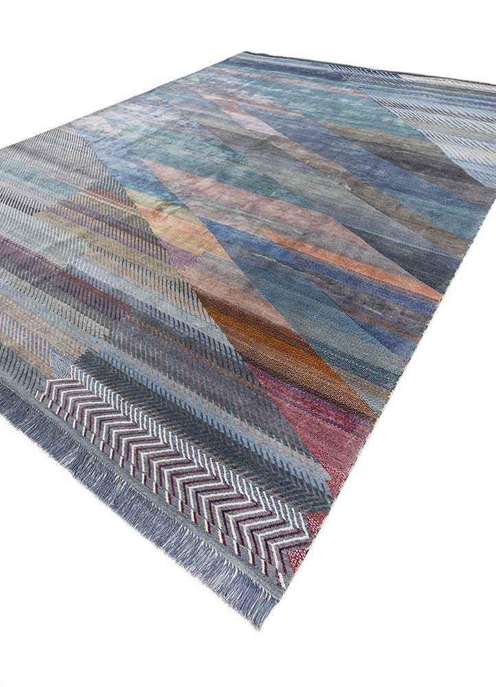 freedom manchaha blue wool and bamboo silk hand knotted Rug - FoldShot freedom manchaha blue wool and bamboo silk hand knotted Rug - FoldShot