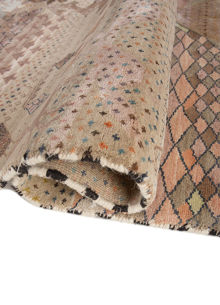 freedom manchaha pink and purple wool and bamboo silk hand knotted Rug - FoldShot
