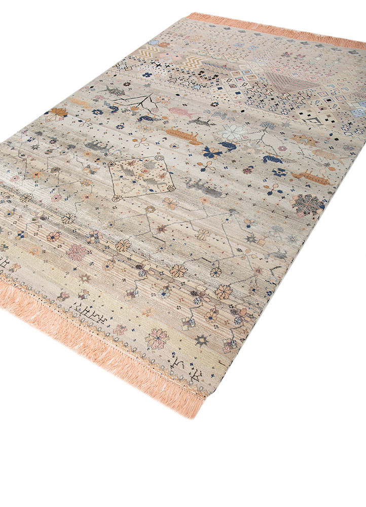 freedom manchaha ivory wool and bamboo silk hand knotted Rug - FoldShot freedom manchaha ivory wool and bamboo silk hand knotted Rug - FoldShot
