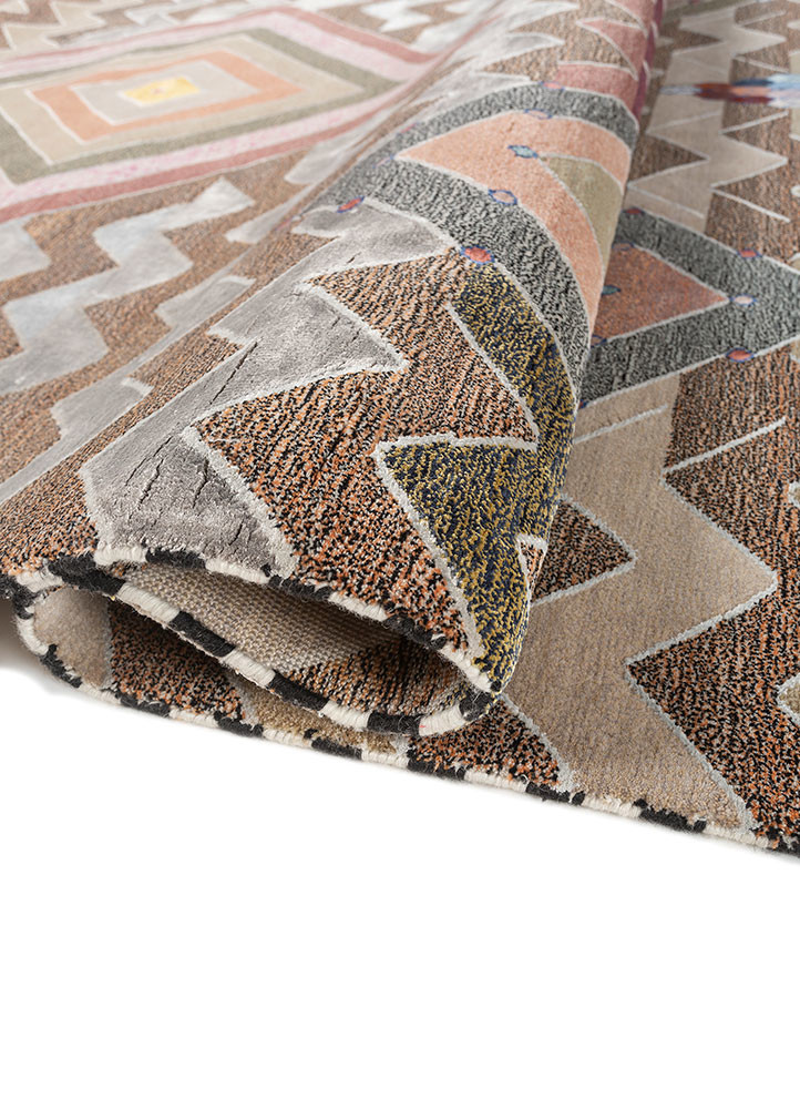 freedom manchaha pink and purple wool and bamboo silk hand knotted Rug - FoldShot