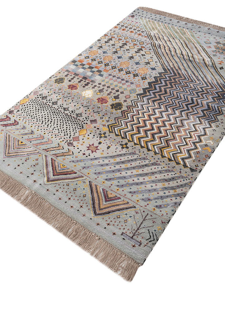 freedom manchaha blue wool and bamboo silk hand knotted Rug - FoldShot freedom manchaha blue wool and bamboo silk hand knotted Rug - FoldShot