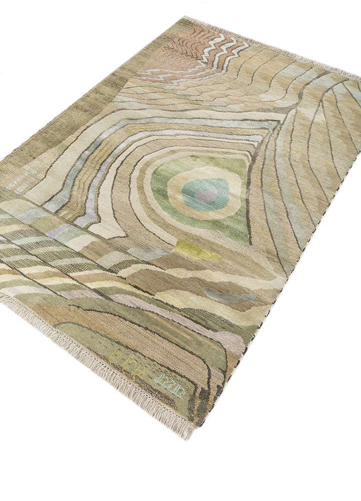 freedom manchaha green wool and bamboo silk hand knotted Rug - FoldShot