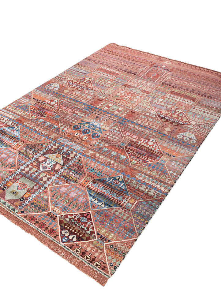 freedom manchaha red and orange wool and bamboo silk hand knotted Rug - FoldShot freedom manchaha red and orange wool and bamboo silk hand knotted Rug - FoldShot