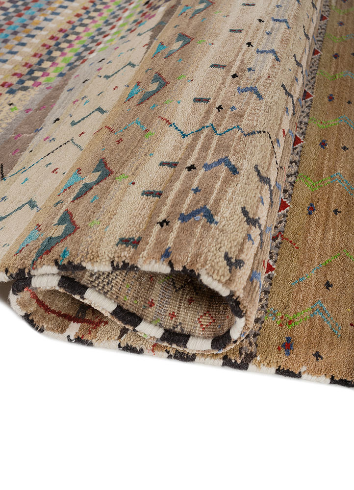 freedom manchaha beige and brown wool and bamboo silk hand knotted Rug - FoldShot