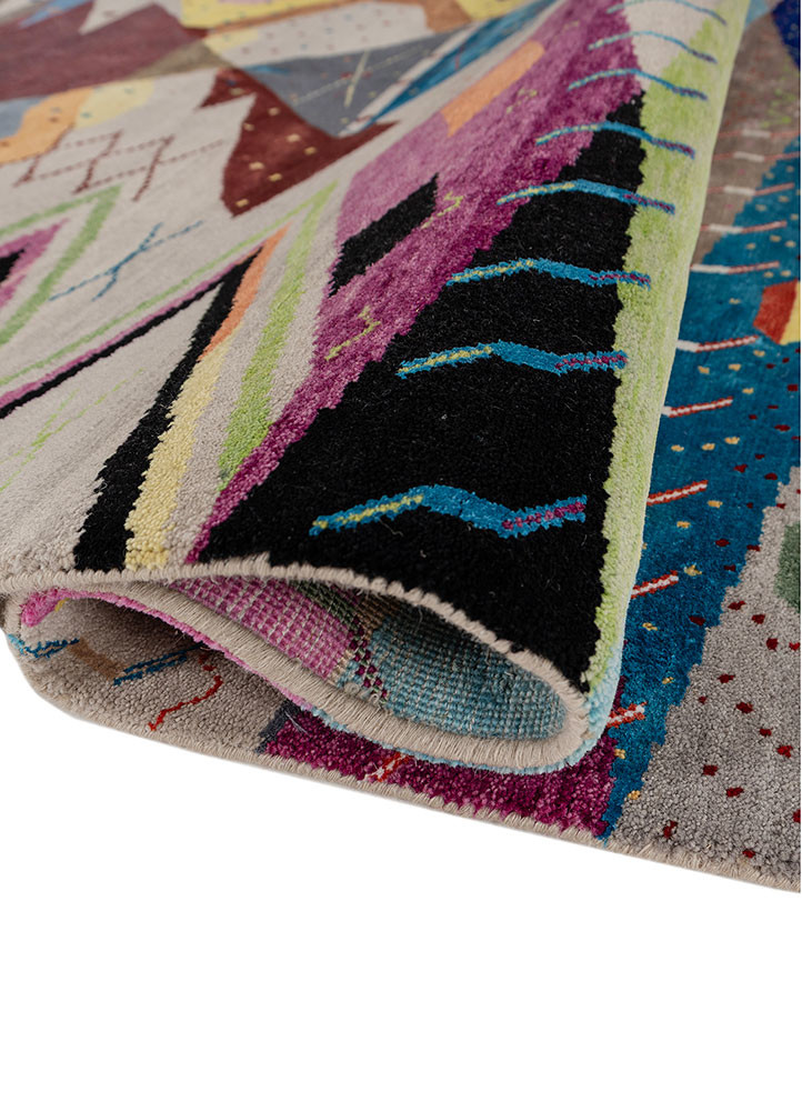 freedom manchaha green wool and bamboo silk hand knotted Rug - FoldShot