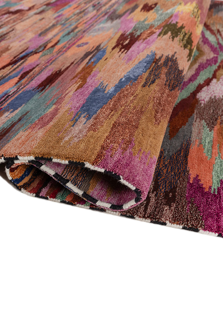 freedom manchaha red and orange wool and bamboo silk hand knotted Rug - FoldShot freedom manchaha red and orange wool and bamboo silk hand knotted Rug - FoldShot