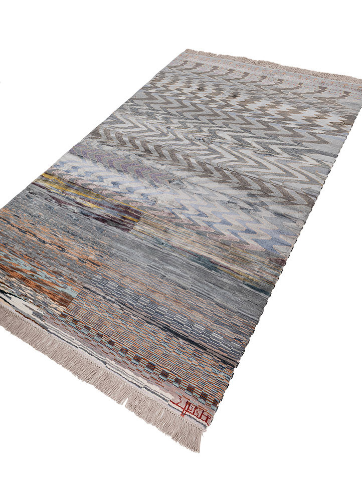freedom manchaha blue wool and bamboo silk hand knotted Rug - FoldShot freedom manchaha blue wool and bamboo silk hand knotted Rug - FoldShot