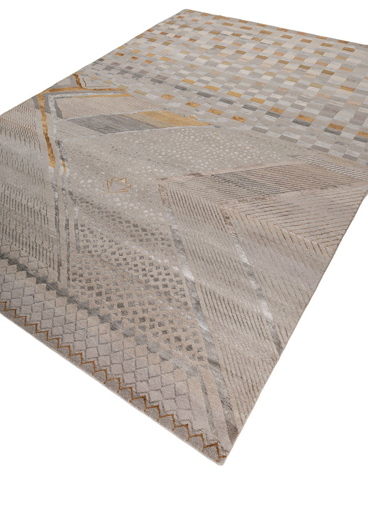 manchaha grey and black wool and bamboo silk hand knotted Rug - FoldShot manchaha grey and black wool and bamboo silk hand knotted Rug - FoldShot