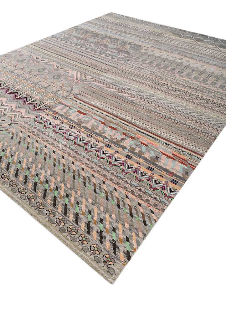manchaha grey and black wool and bamboo silk hand knotted Rug - FoldShot manchaha grey and black wool and bamboo silk hand knotted Rug - FoldShot