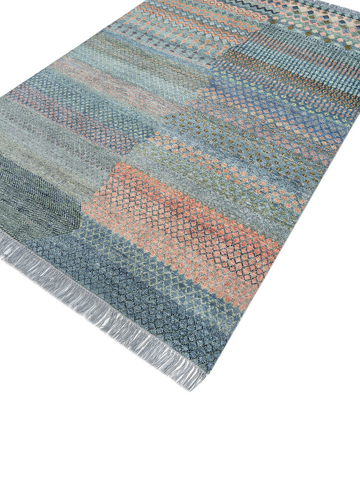 manchaha blue wool hand knotted Rug - FoldShot manchaha blue wool hand knotted Rug - FoldShot