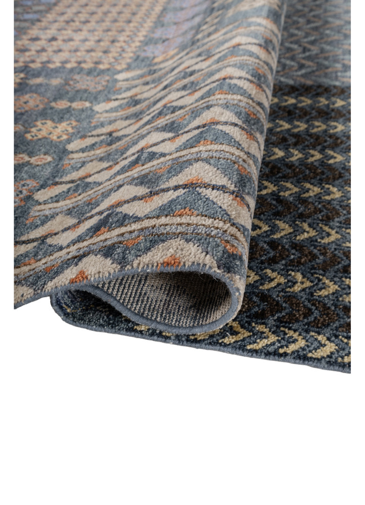 manchaha blue wool hand knotted Rug - FoldShot manchaha blue wool hand knotted Rug - FoldShot