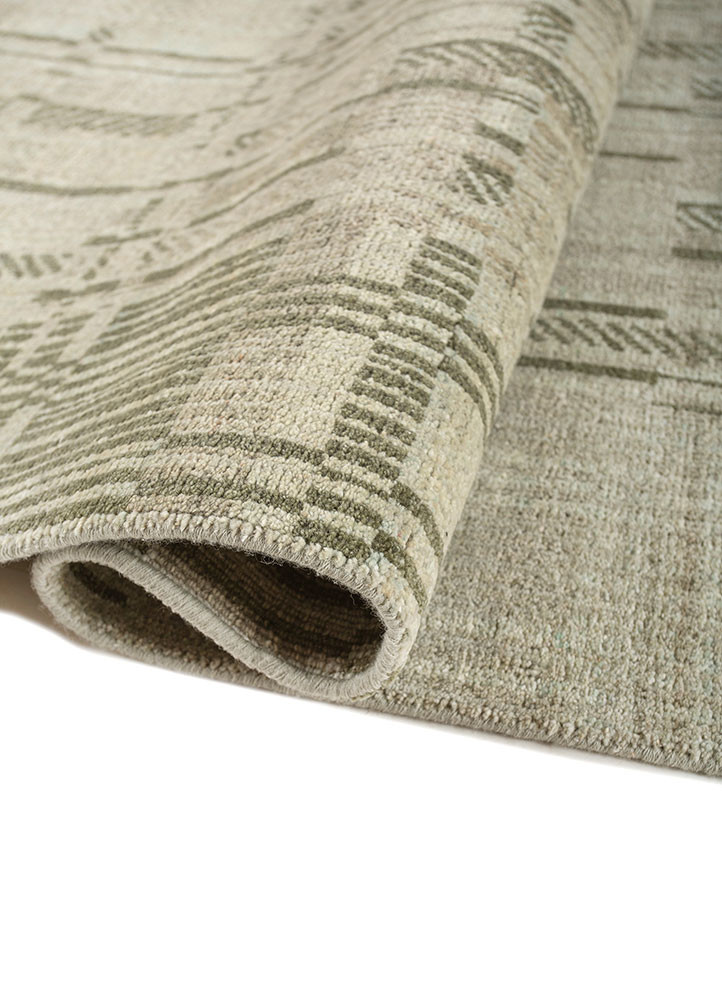 unstring by kavi green wool hand knotted Rug - FoldShot