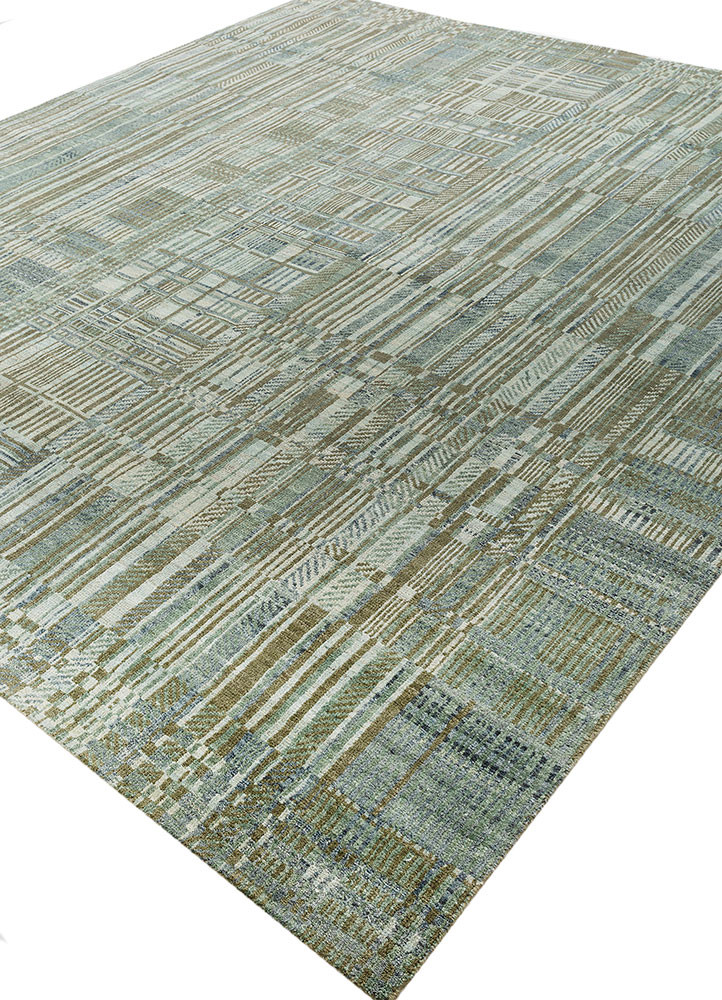 aprezo blue afghan wool hand knotted Rug - FoldShot aprezo blue afghan wool hand knotted Rug - FoldShot