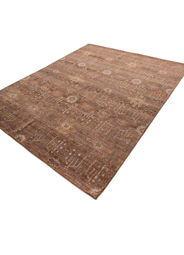 aprezo red and orange wool hand knotted Rug - FoldShot aprezo red and orange wool hand knotted Rug - FoldShot