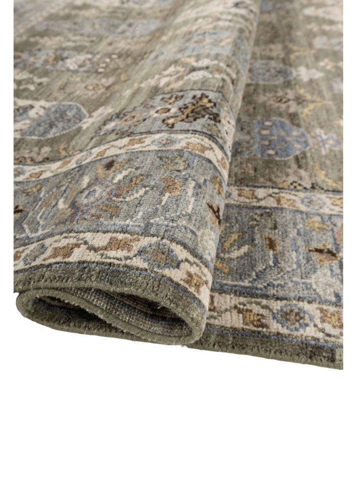 aprezo green wool hand knotted Rug - FoldShot aprezo green wool hand knotted Rug - FoldShot