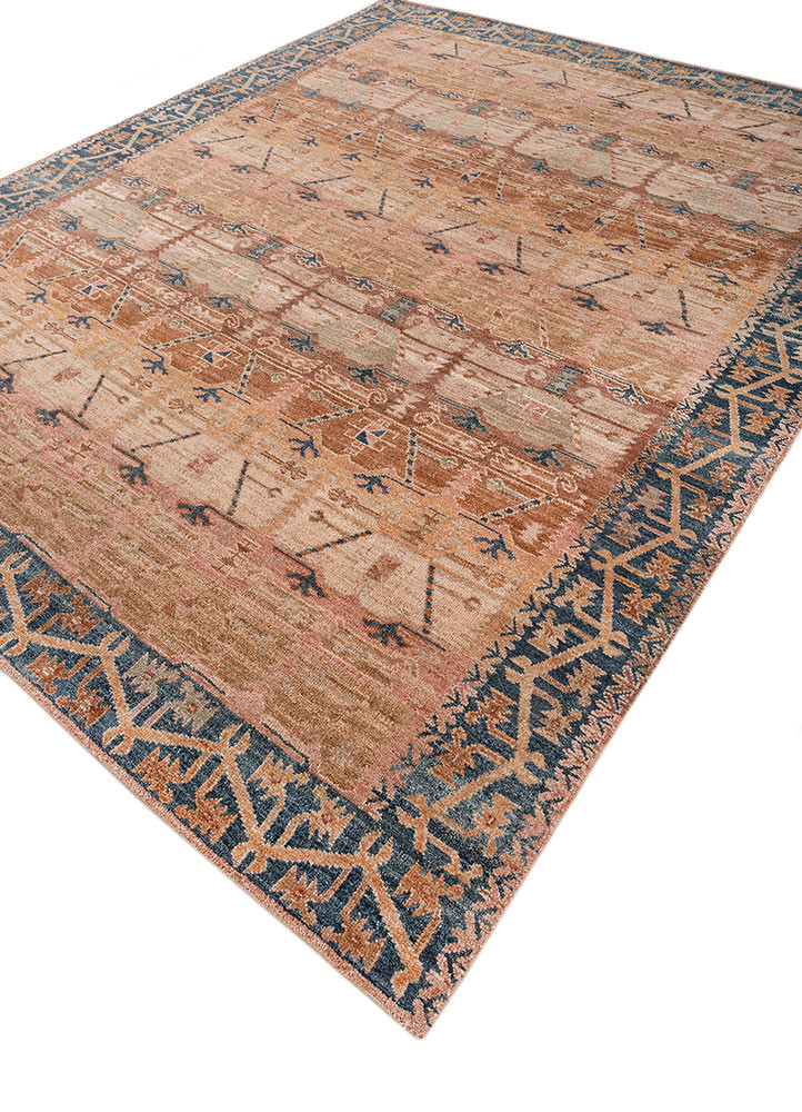 erbe beige and brown wool hand knotted Rug - FoldShot erbe beige and brown wool hand knotted Rug - FoldShot